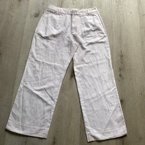 NWT J.Crew Factory Linen Blend Wide Leg Drawstring Pants White Size 8